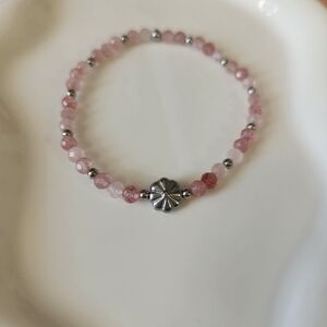Stretchy Beaded Strawberry Quartz Bracelet